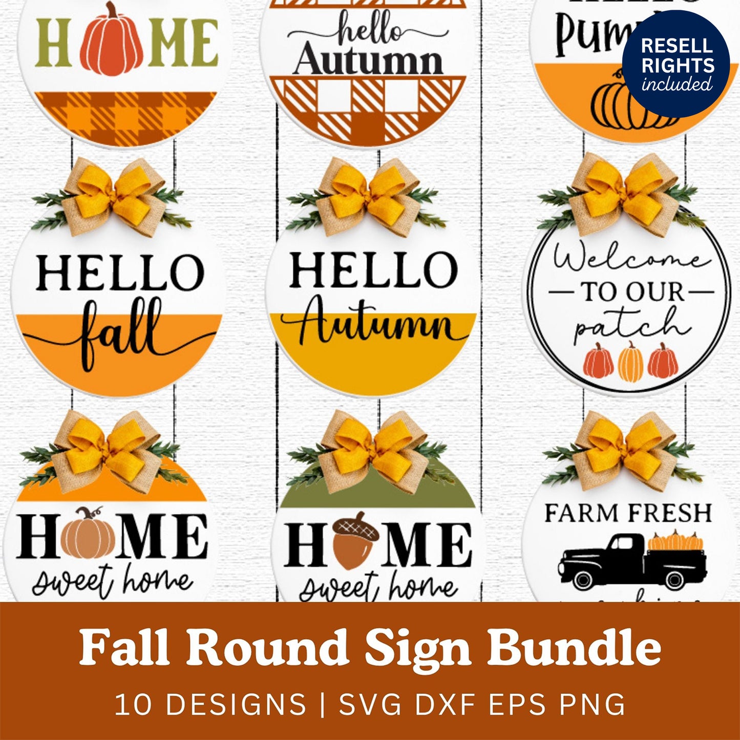 Fall Round Sign SVG Bundle | Resell Rights Included