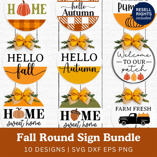 Fall Round Sign SVG Bundle