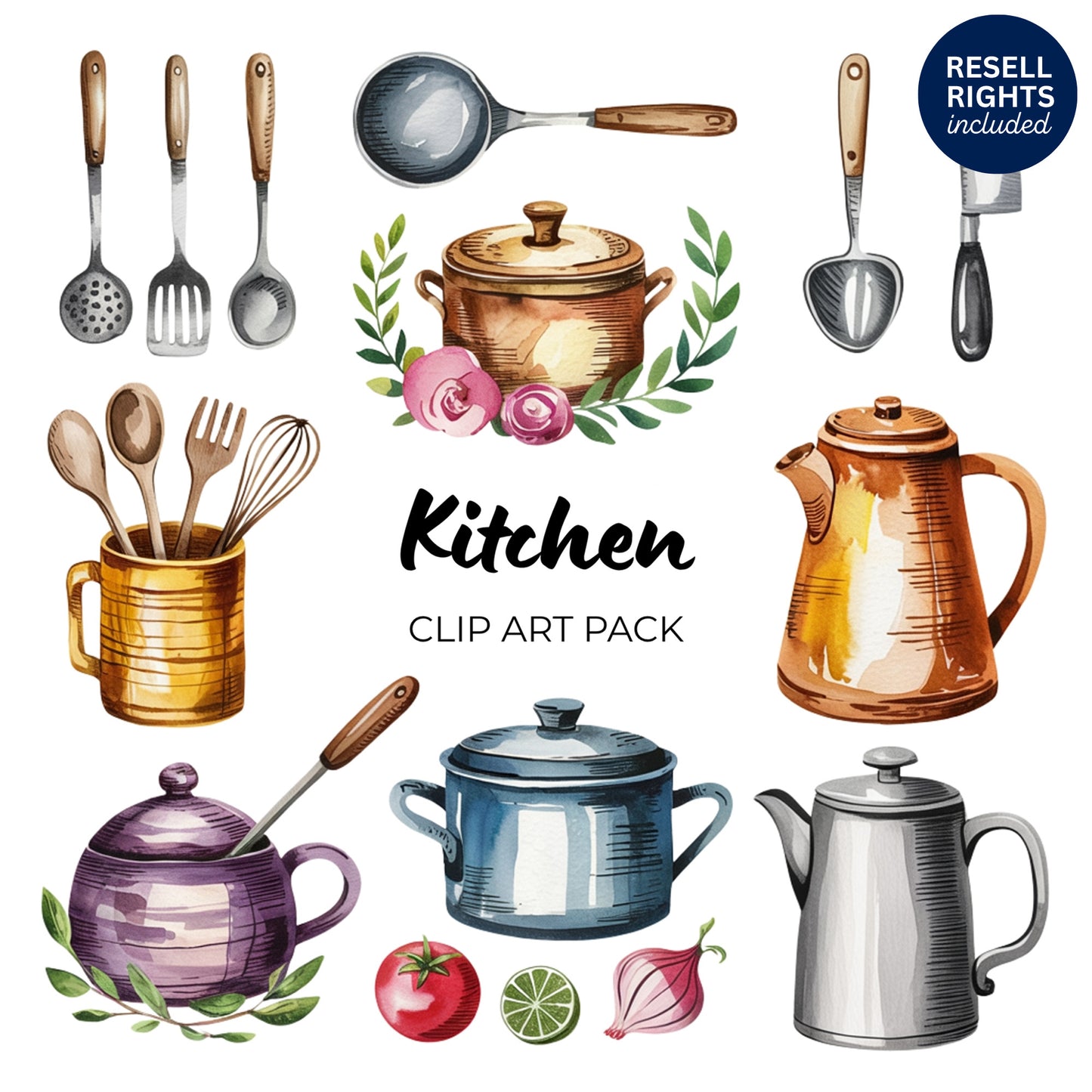 Kitchen Clipart Pack | Resell Rights Included