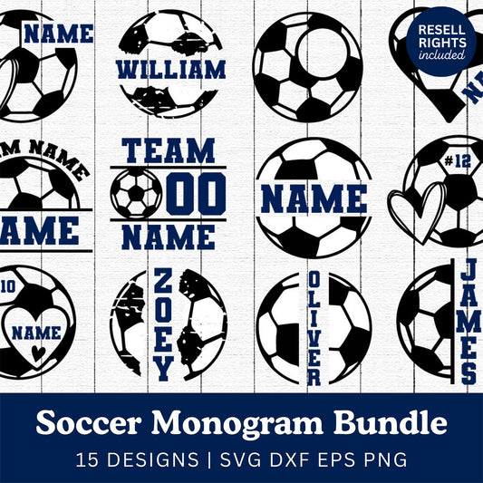 Soccer Monogram SVG Bundle | Resell Rights Included