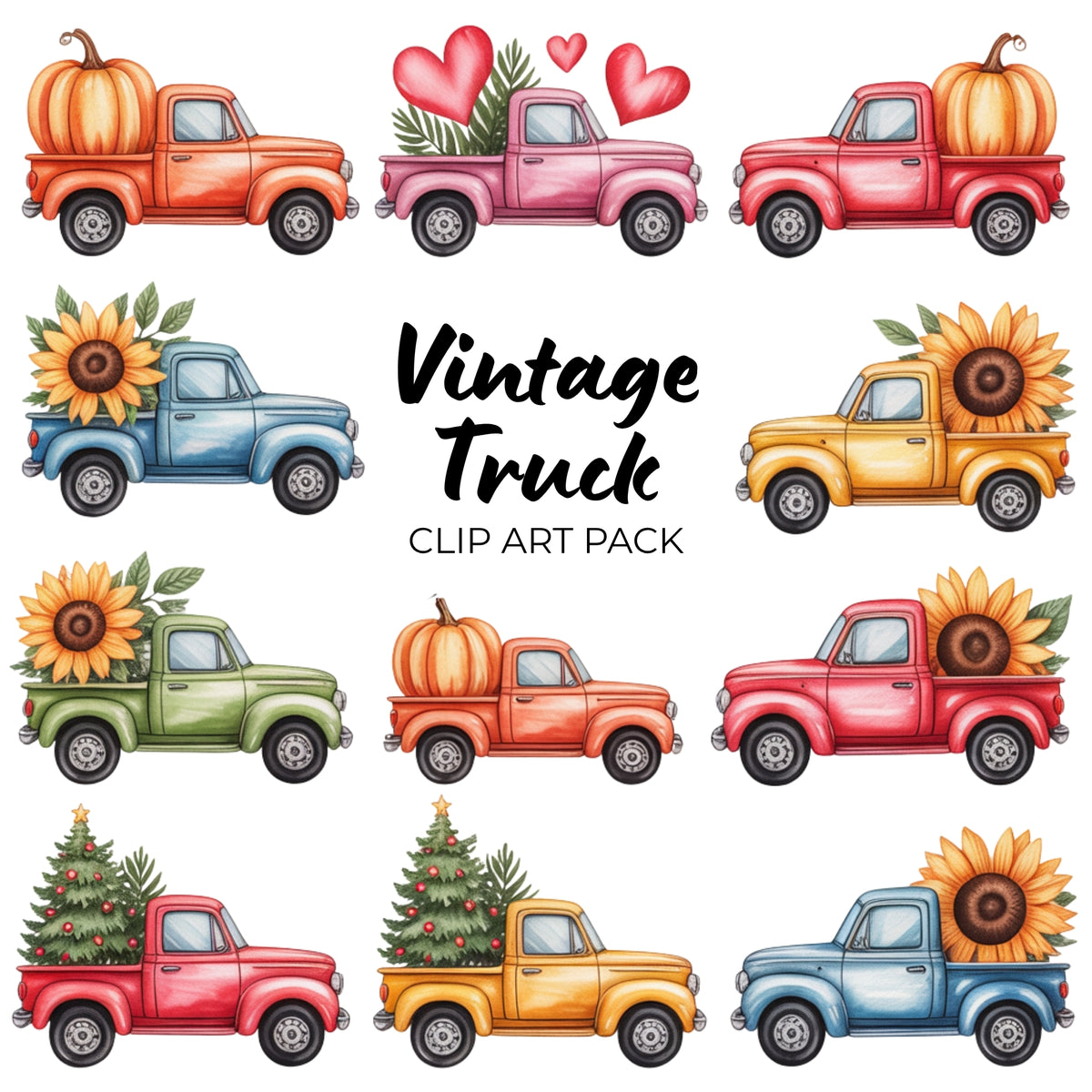 Vintage Truck Clipart Pack