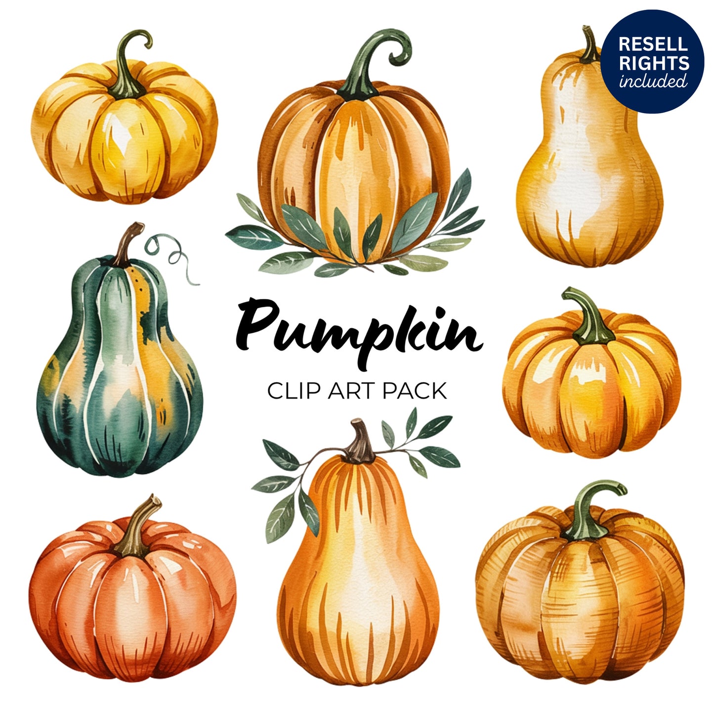 Pumpkin Clipart Pack | Resell Rights Included