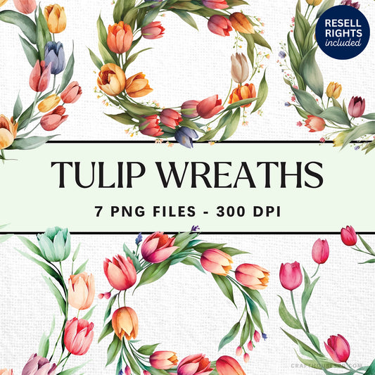 Spring Watercolor Wreaths Clipart Pack | Resell Rights Included