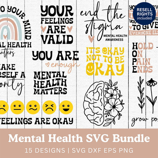 Mental Health SVG Bundle | Resell Rights Included