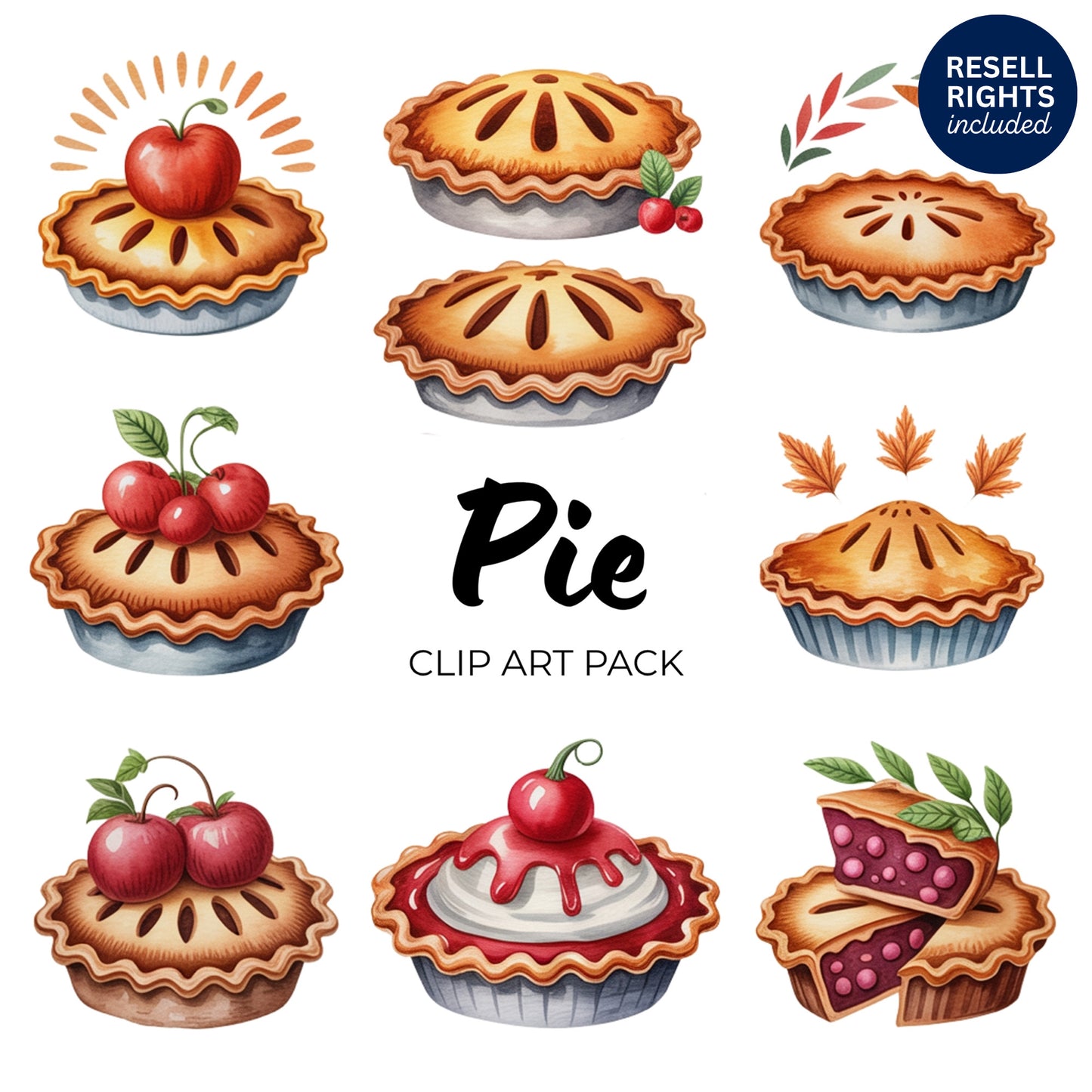 Pie Clipart Pack | Resell Rights Included