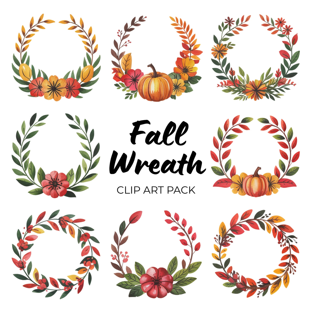Fall Wreath Clipart Pack