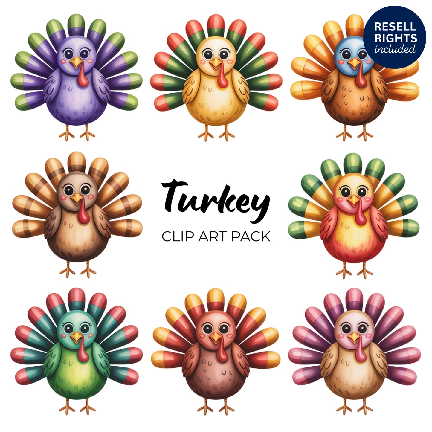Turkey Clipart Pack | Resell Rights Included