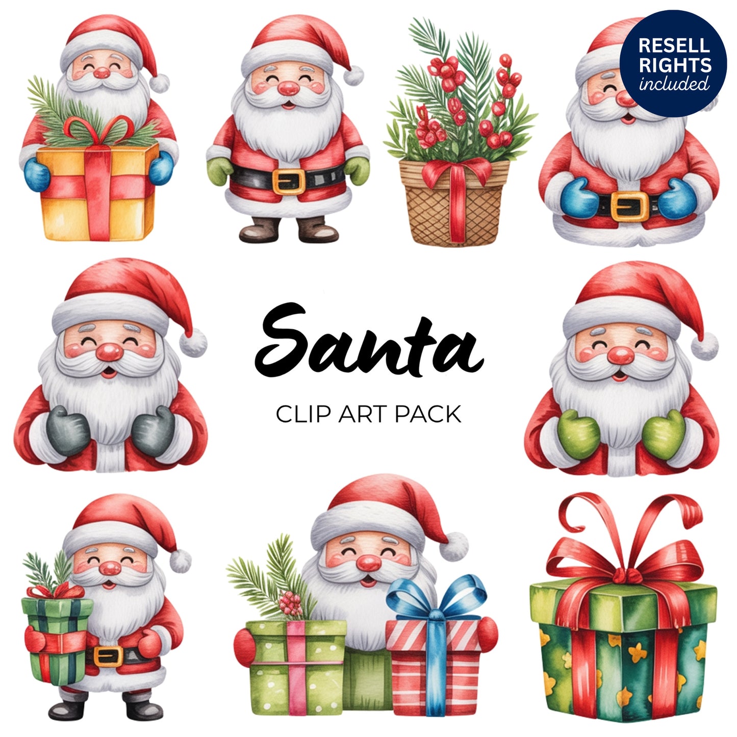Santa Clipart Pack | Resell Rights Included
