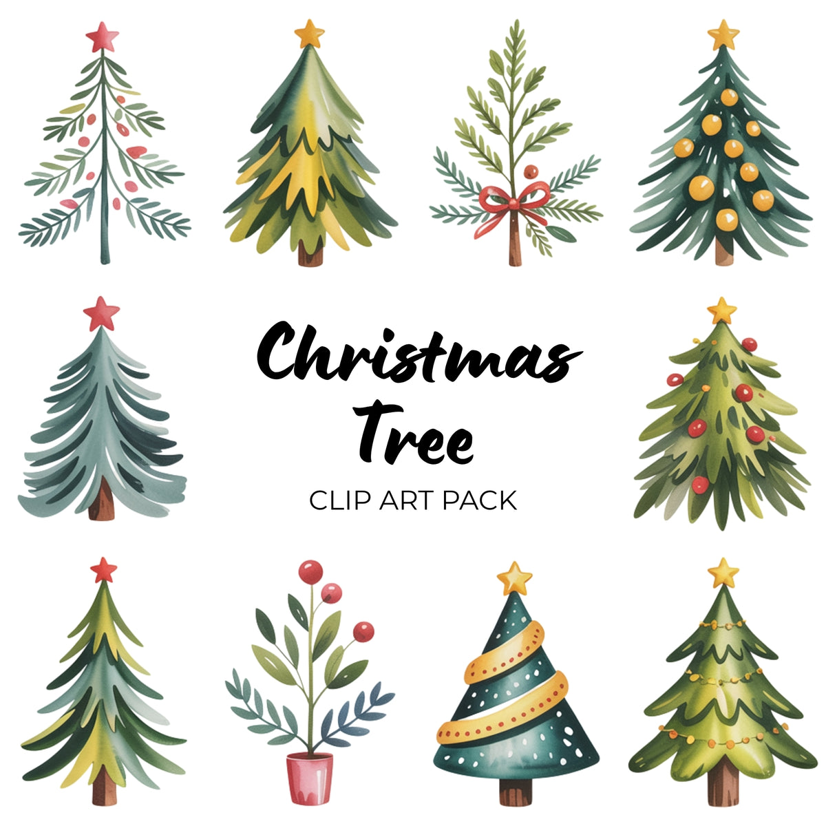 Christmas Tree Clipart Pack