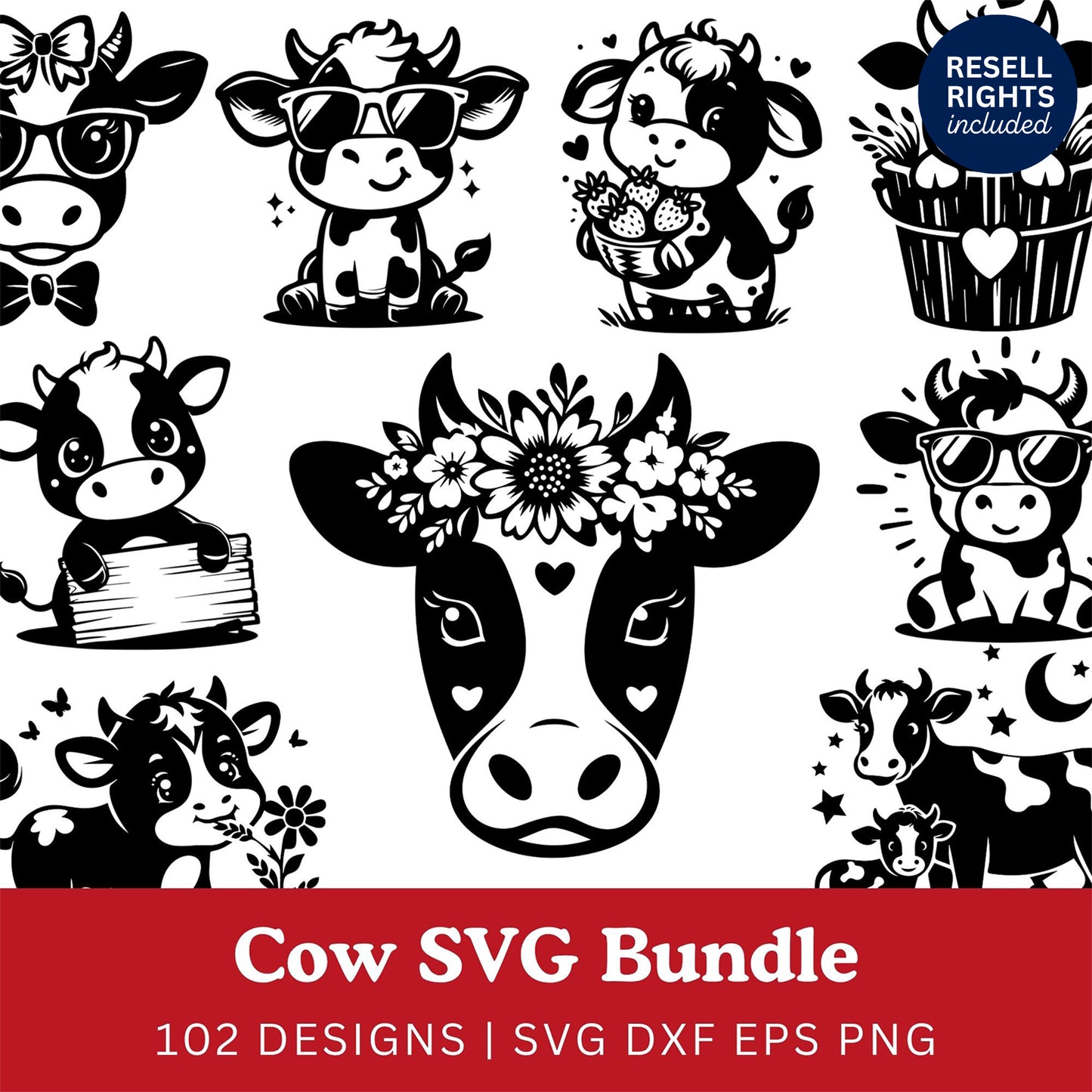 Cow SVG Bundle | Resell Rights Included