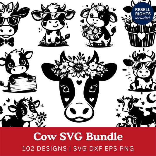 Cow SVG Bundle | Resell Rights Included