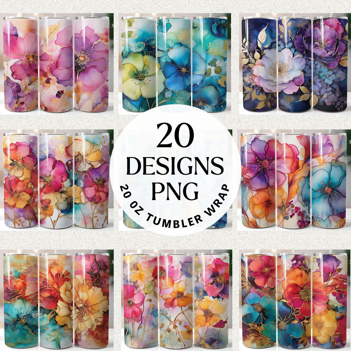 Floral Alcohol Ink Sublimation Bundle