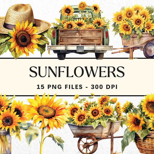 Sunflower Watercolor Clipart Pack