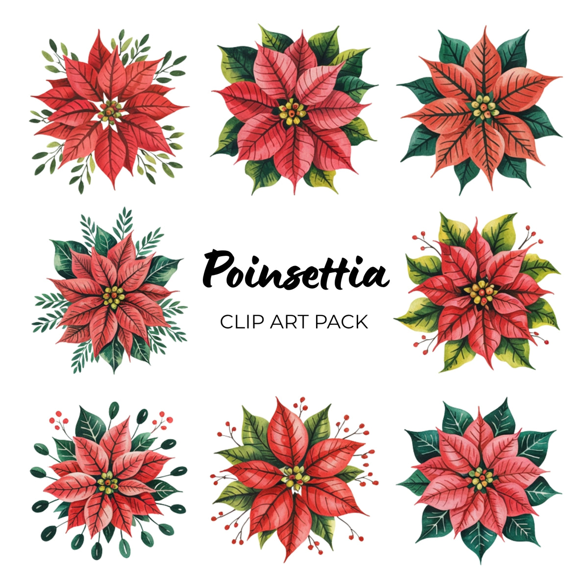 Poinsettia Clipart Pack