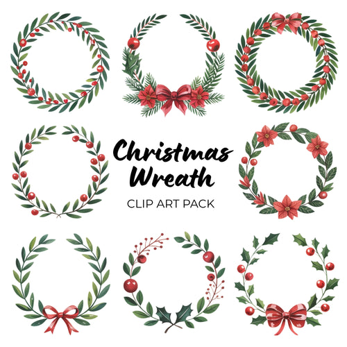 Christmas Wreath Clipart Pack