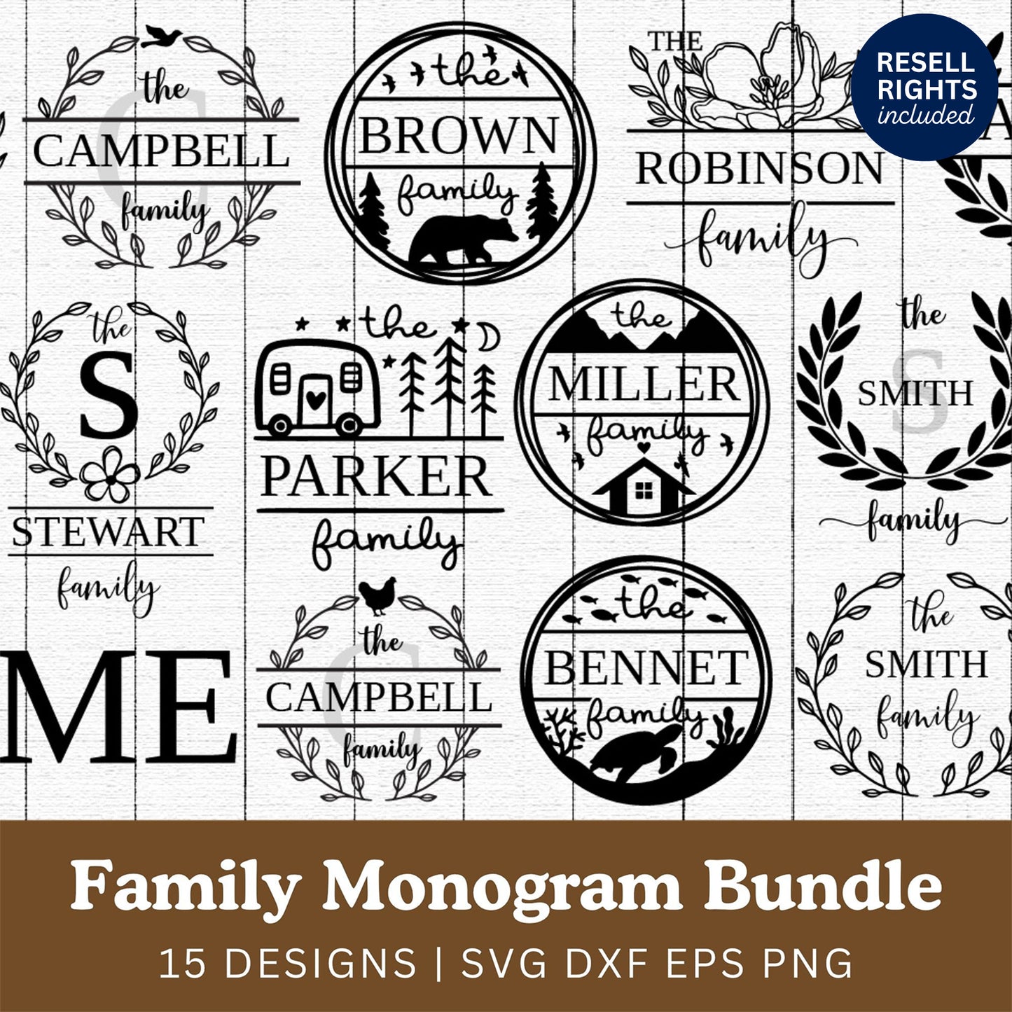 Family Monogram SVG Bundle | Resell Rights Included