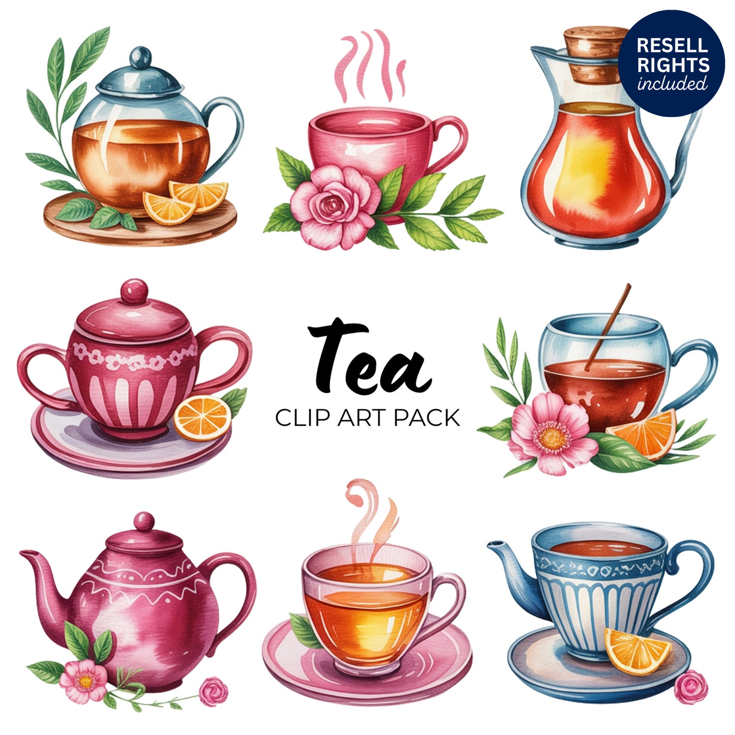 Tea Clipart Pack | Resell Rights Included