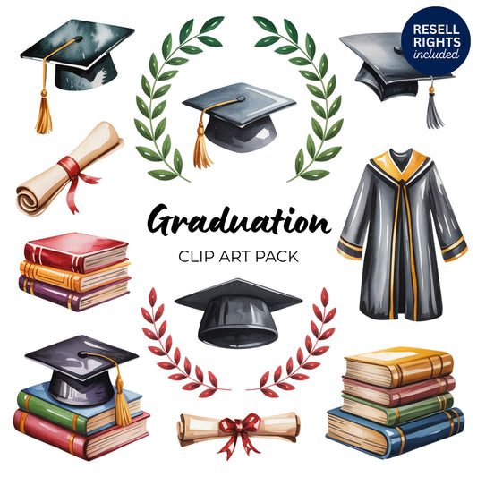 Graduation Clipart Pack | Resell Rights Included