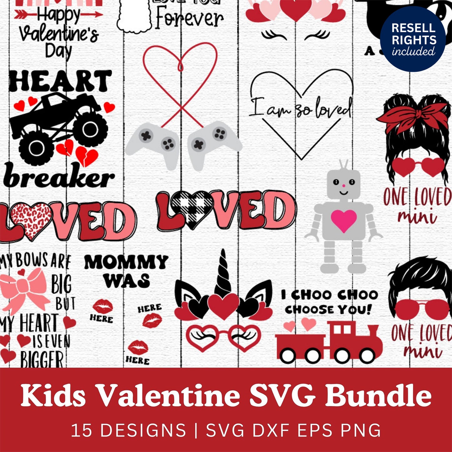 Kids Valentine SVG Bundle | Resell Rights Included