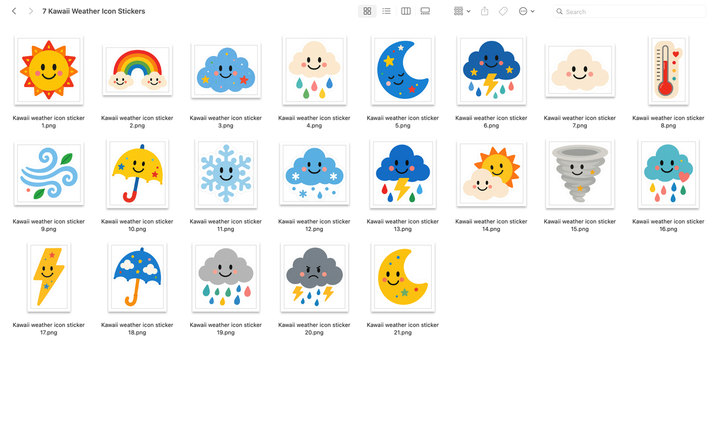 Kawaii Weather Icon Stickers