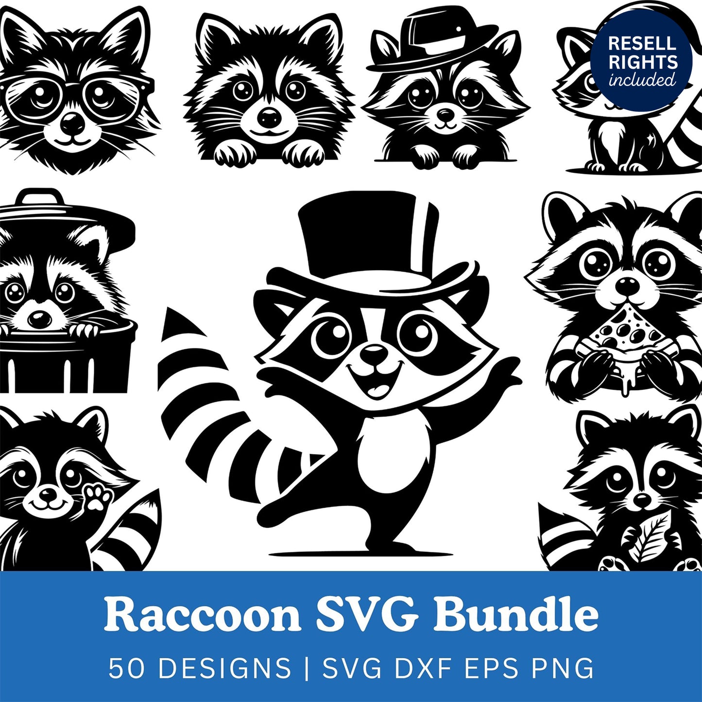 Raccoon SVG Bundle | Resell Rights Included