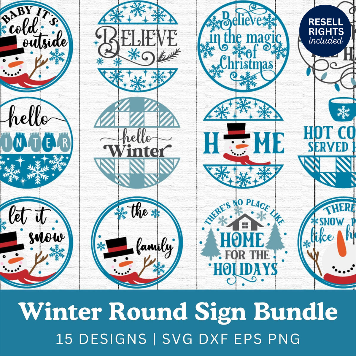 Christmas Winter Round Sign SVG Bundle