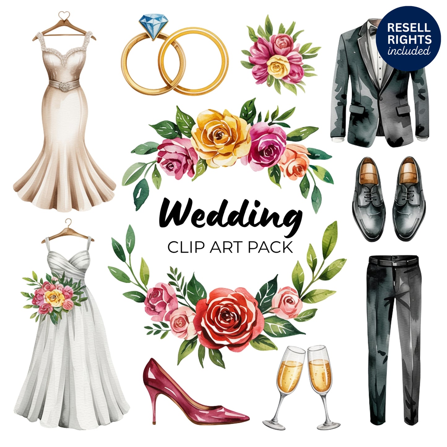 Wedding Clipart Pack | Resell Rights Included