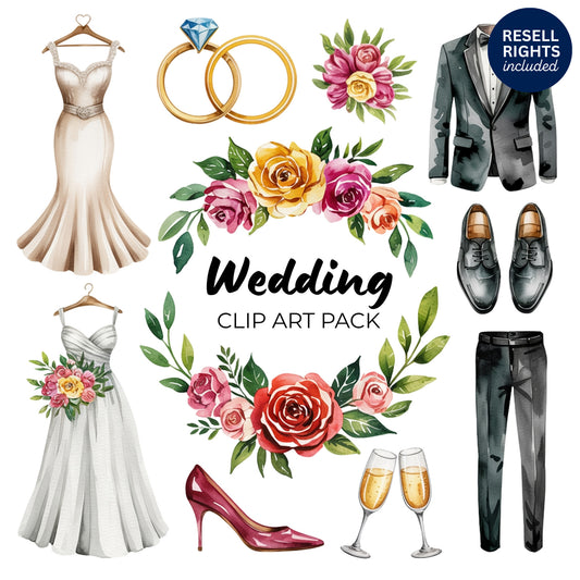 Wedding Clipart Pack | Resell Rights Included