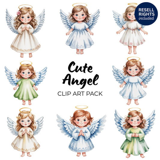 Cute Angel Clipart Pack | Resell Rights Included