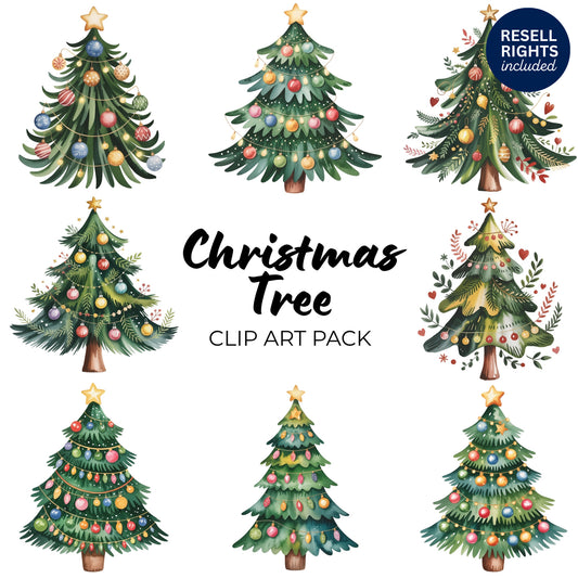 Christmas Tree Clipart Pack | Resell Rights Included