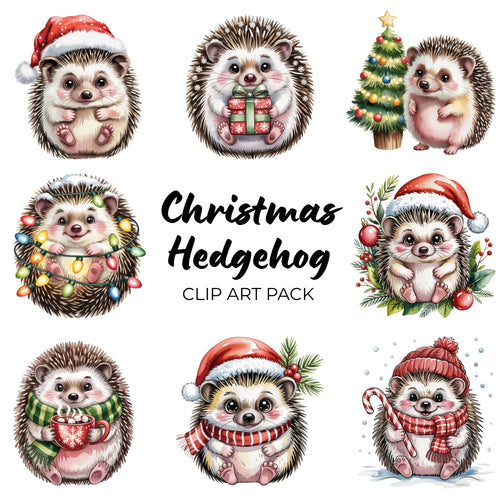 Christmas Hedgehog Clipart Pack
