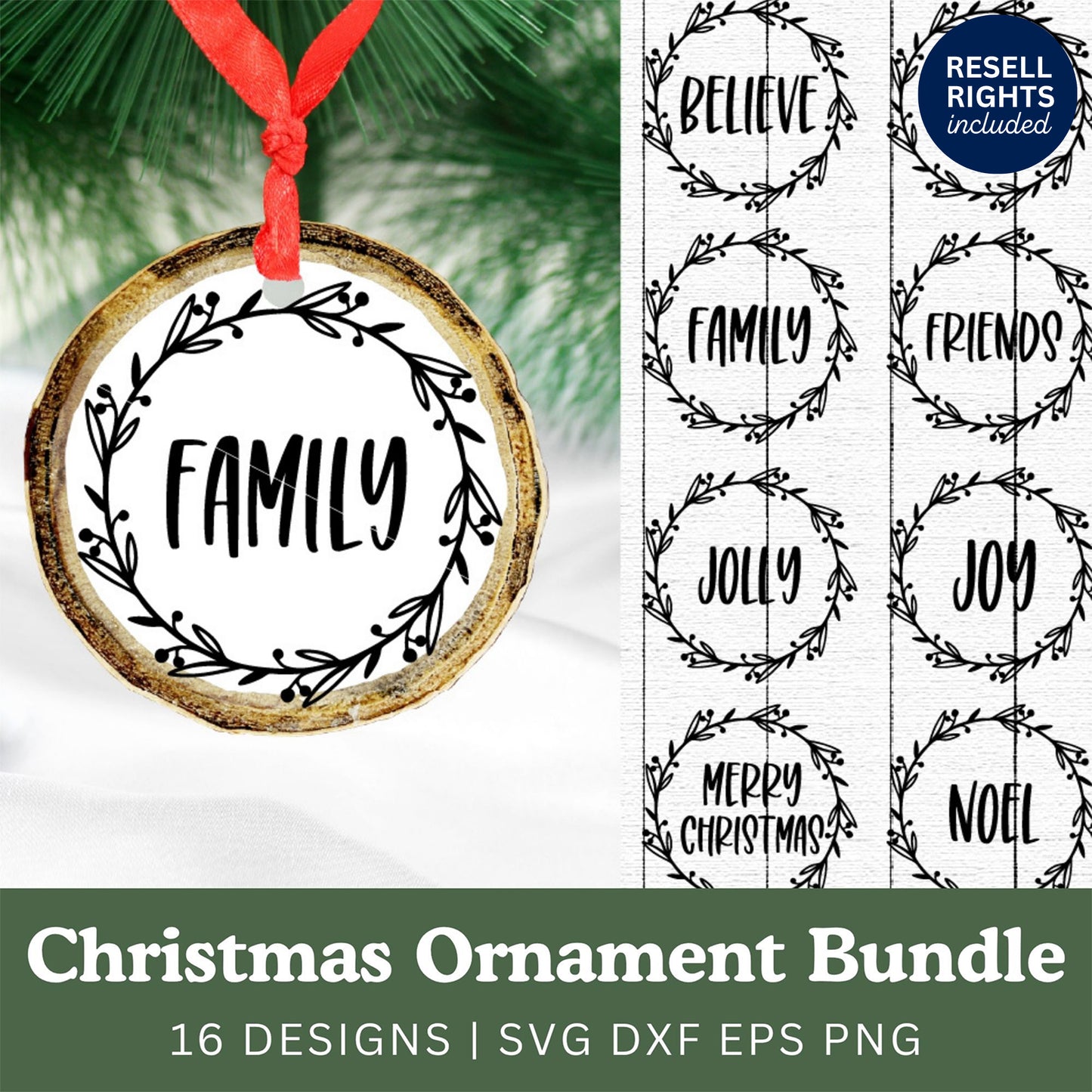 Christmas Ornament SVG Bundle | Resell Rights Included