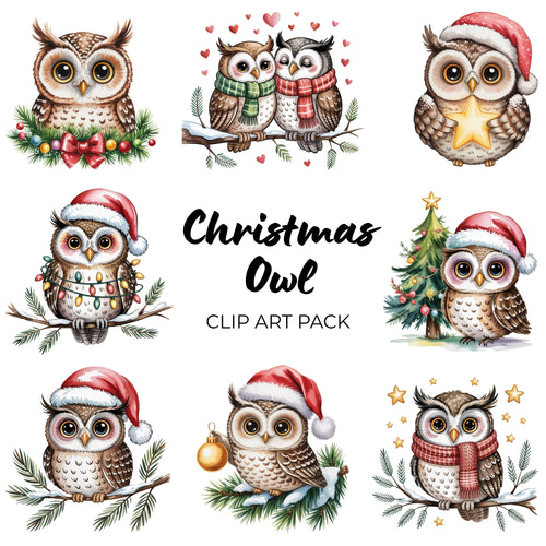 Christmas Owl Clipart Pack