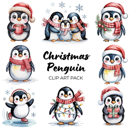 Christmas Penguin Clipart Pack