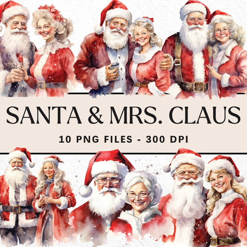 Santa and Mrs Claus Clipart Pack