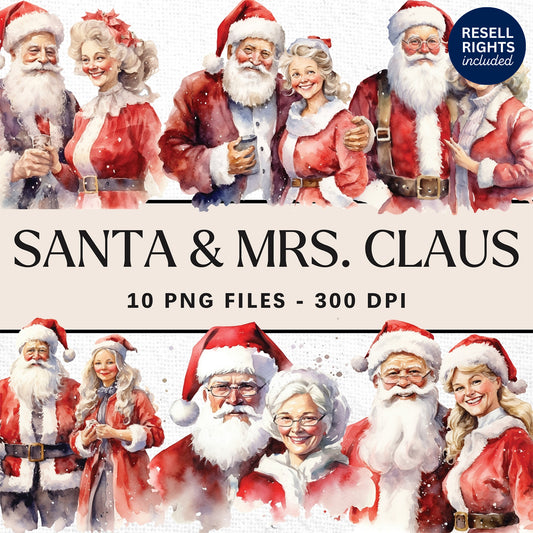 Santa and Mrs Claus Clipart Pack | Resell Rights Included
