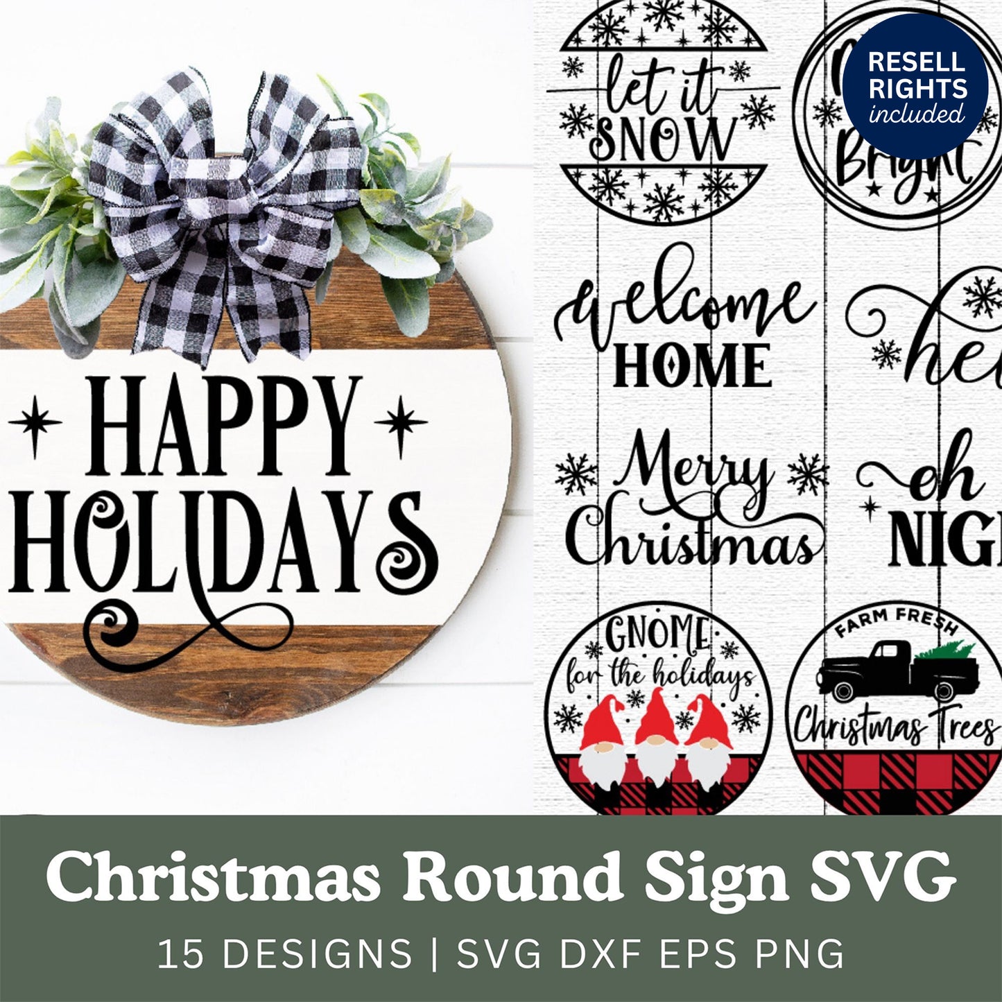 Christmas Round Signs SVG Bundle | Resell Rights Included