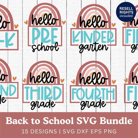 Back to School shirt designs SVG Bundle | Resell Rights Included