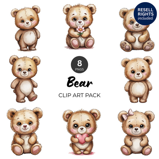 Bear Clipart Pack | Resell Rights Included
