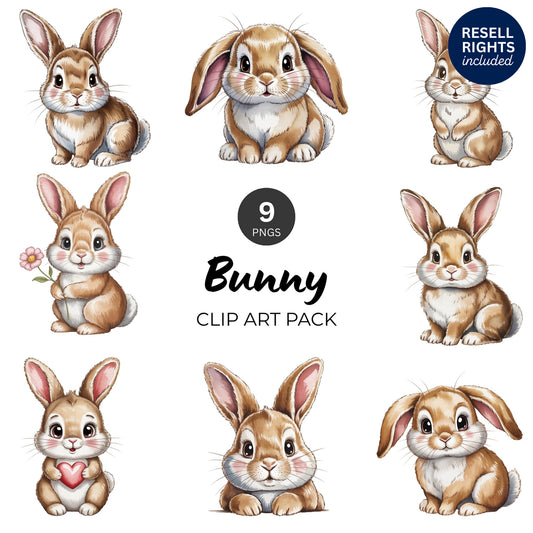 Bunny Clipart Pack | Resell Rights Included