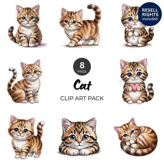 Cat Clipart Pack | Resell Rights Included