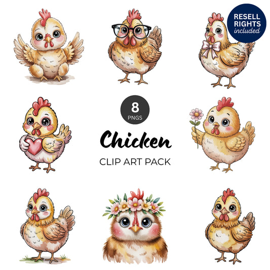 Chicken Clipart Pack | Resell Rights Included