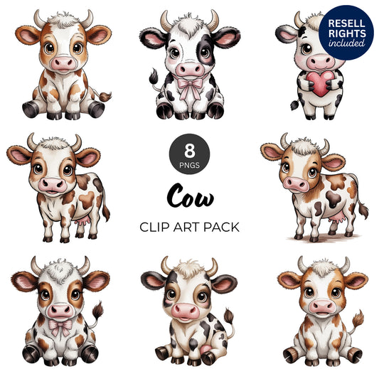 Cow Clipart Pack | Resell Rights Included