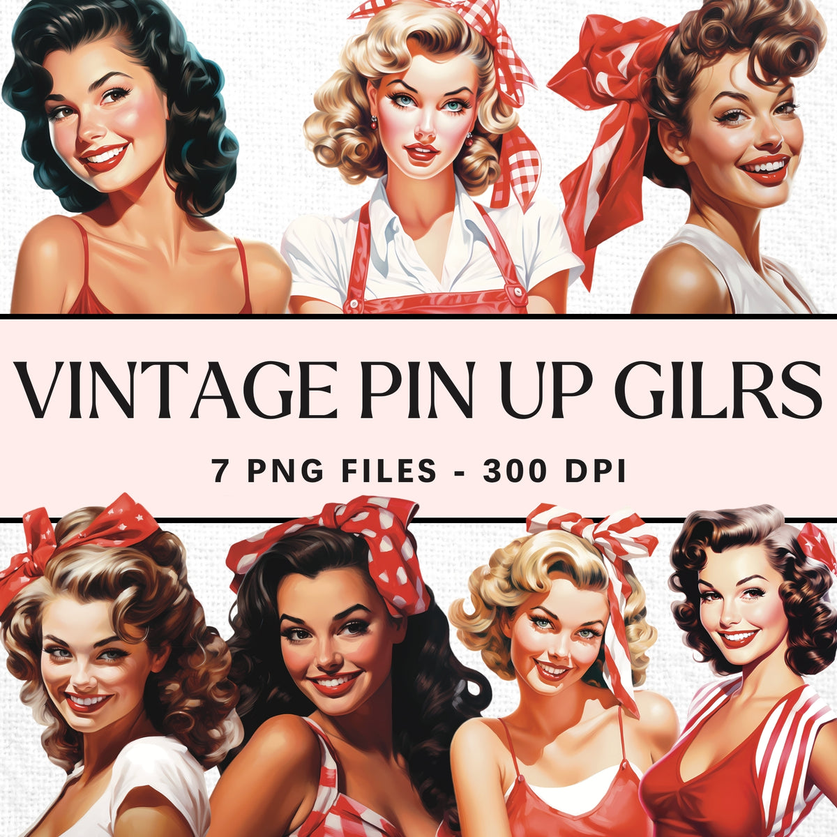Vintage Pin Up Girl Clipart Pack