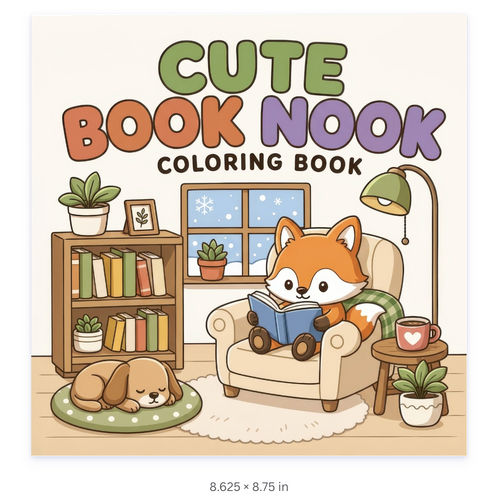 Cute Book Nook Coloring Pages