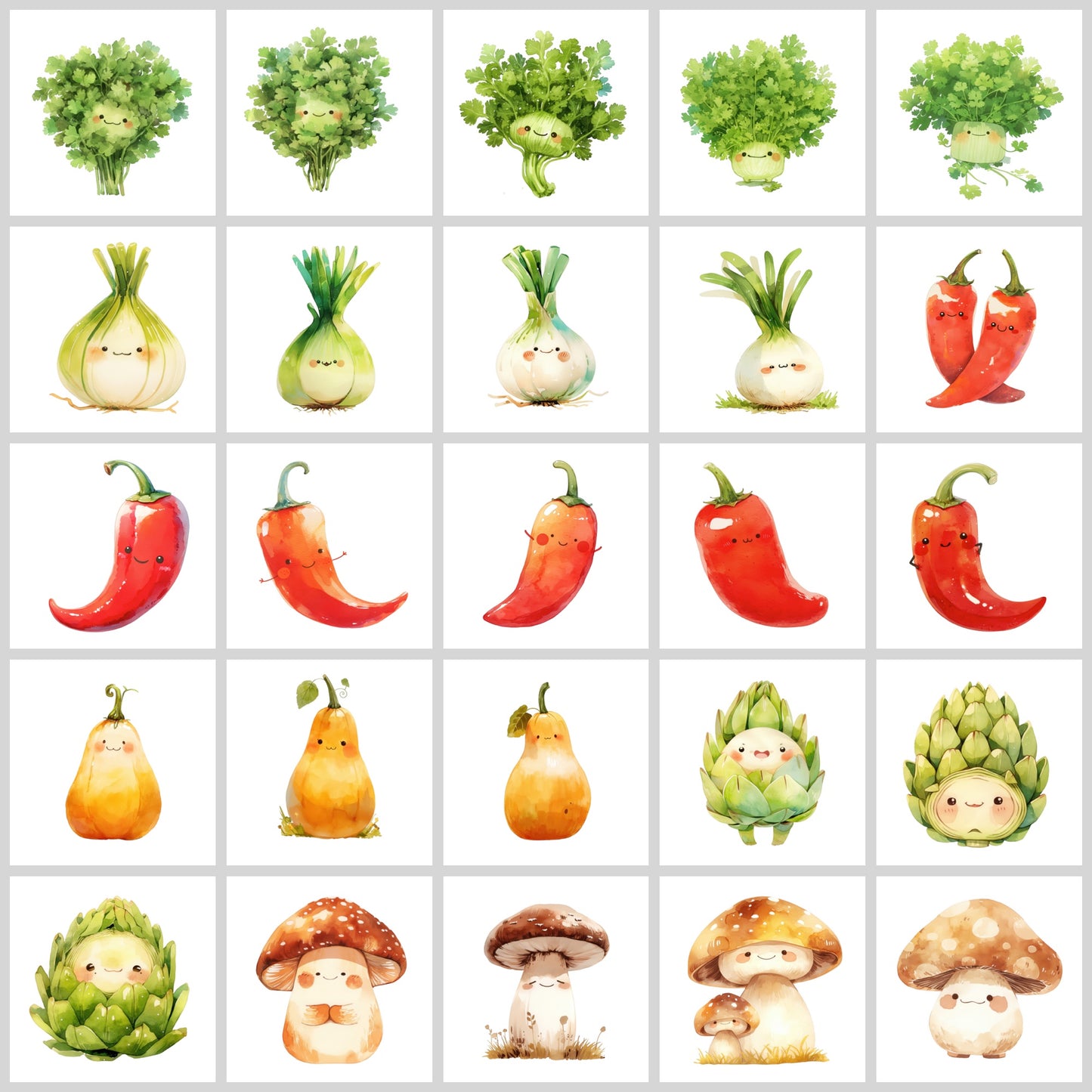 Cute Vegetables Clipart Pack | Resell Rights Included