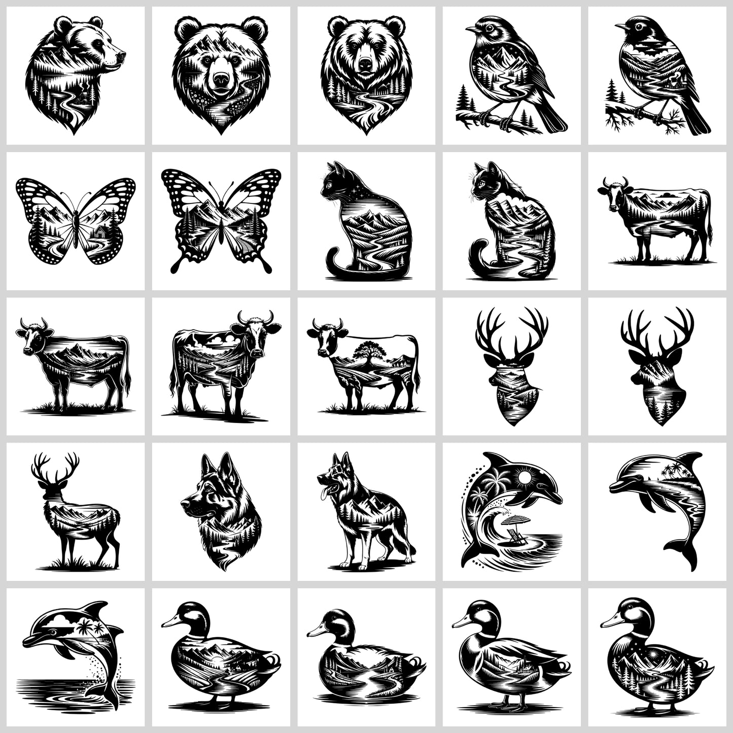 Animal Silhouette SVG Bundle | Resell Rights Included