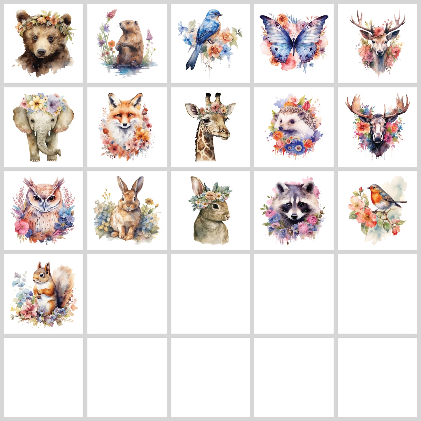 Watercolor Woodland Animal Clipart | Resell Rights Included