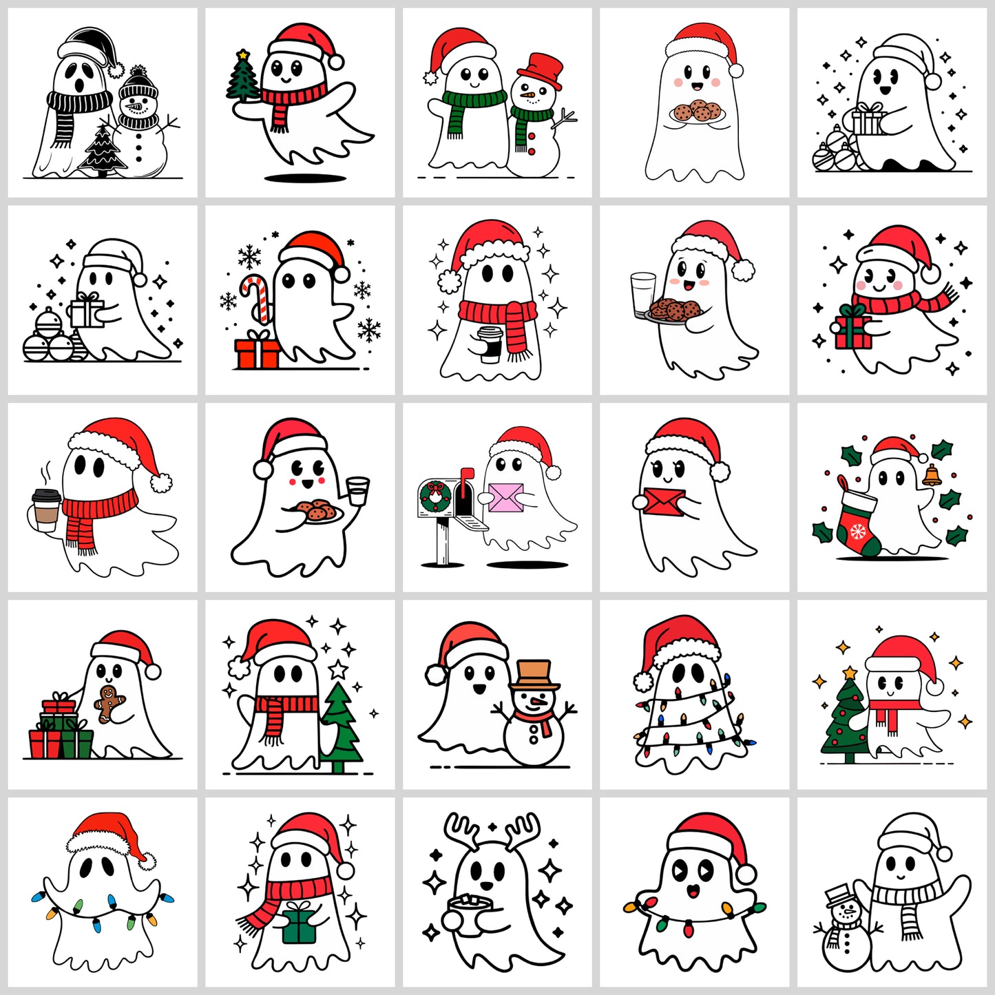 Cute Christmas Ghost SVG Bundle with Resell Rights