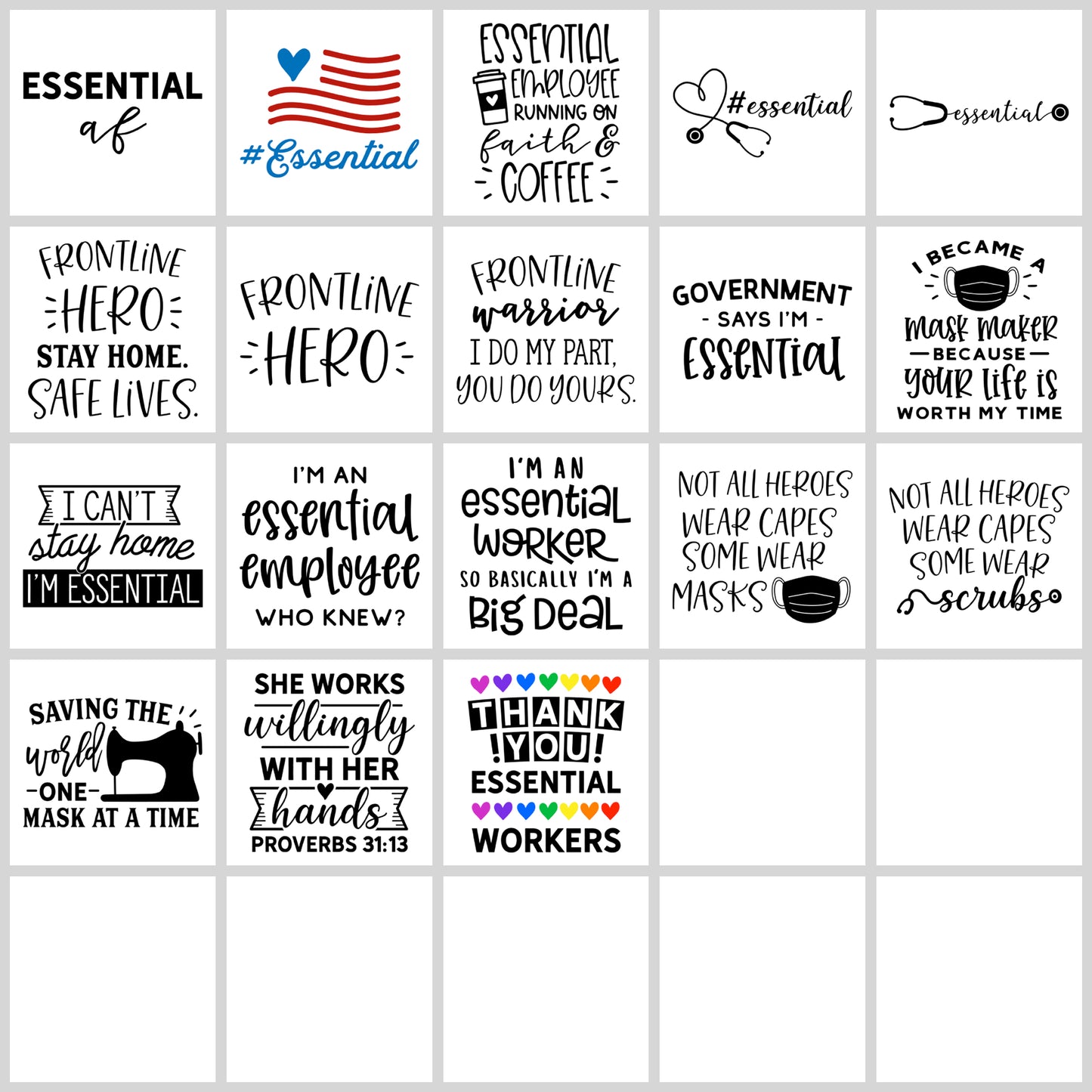 Essential Worker SVG Bundle | Resell Rights Included